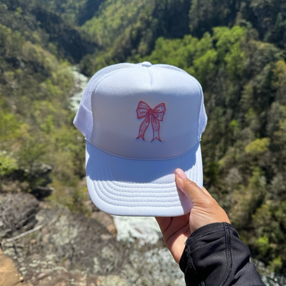 Embroidered Bow Trucker Hat NWT